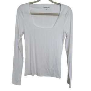 Abercrombie & Fitch Women's Soft AF Ribbed Long Sleeve Square Neck, Size M, NWOT